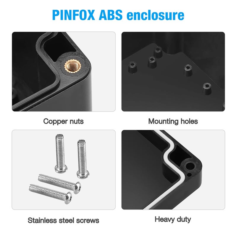 PINFOX 2 Pack Black Waterproof Plastic Project Box ABS IP65 Electronic Junction Box Enclosure 3.94 x 2.68 x 1.97 inch (100 x 68 x 50 mm) - Image 4